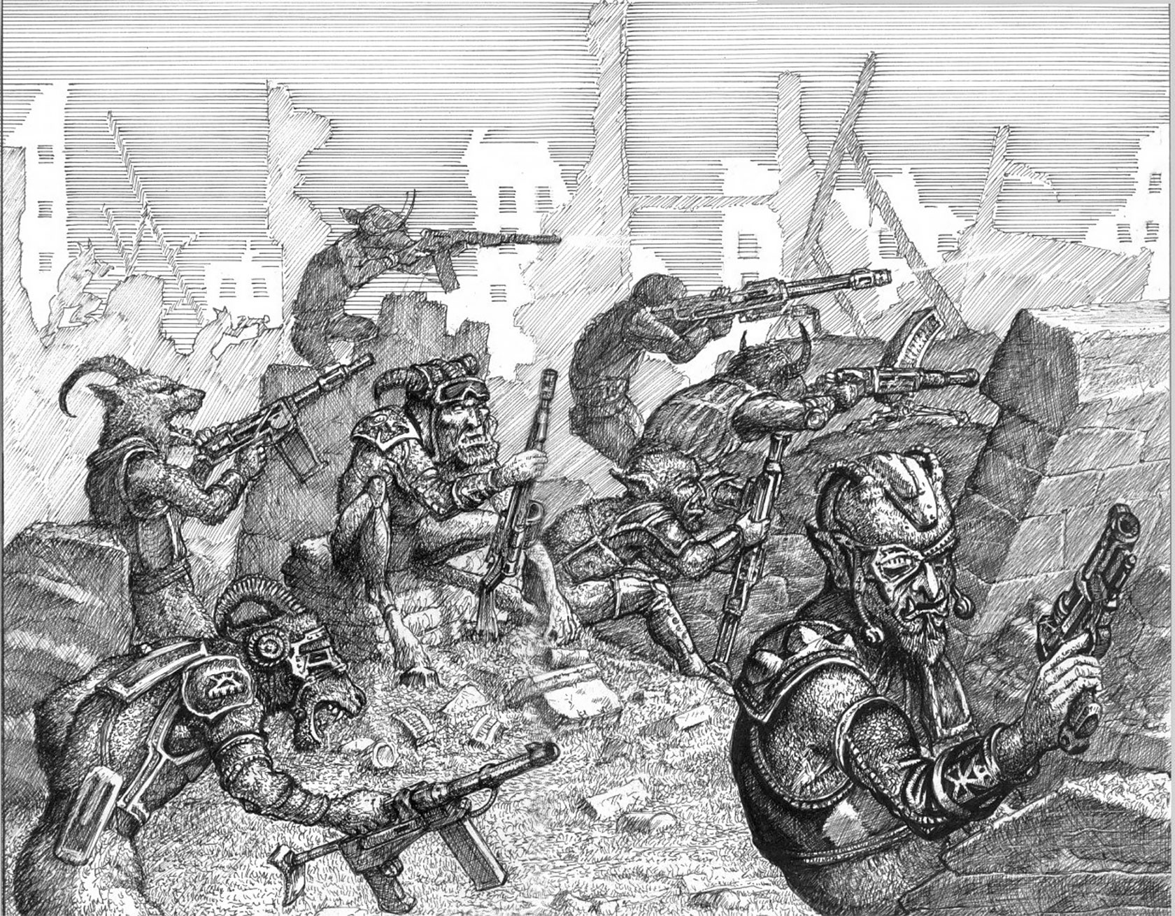 Khorne Beastmen by Tony Ackland