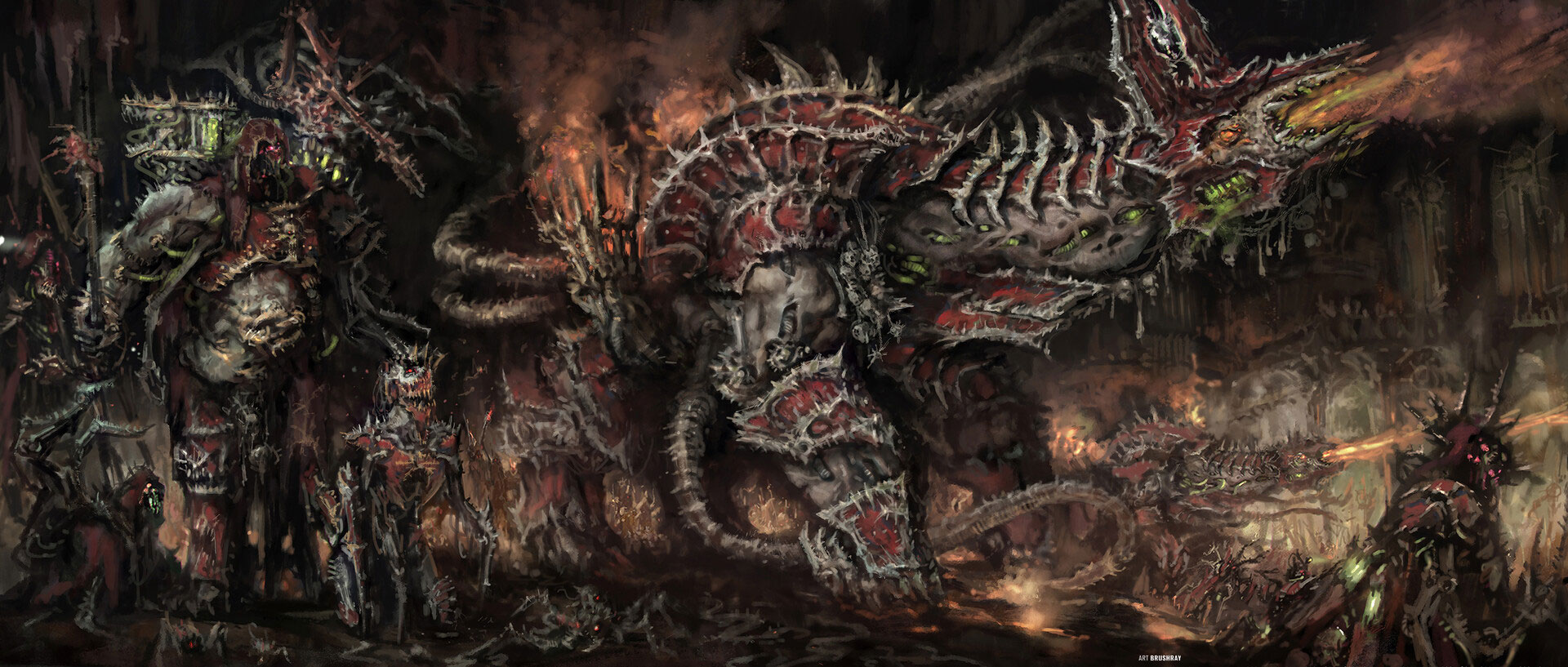 Maulerfiend and Dark Mechanicum by Dmitry Brushray