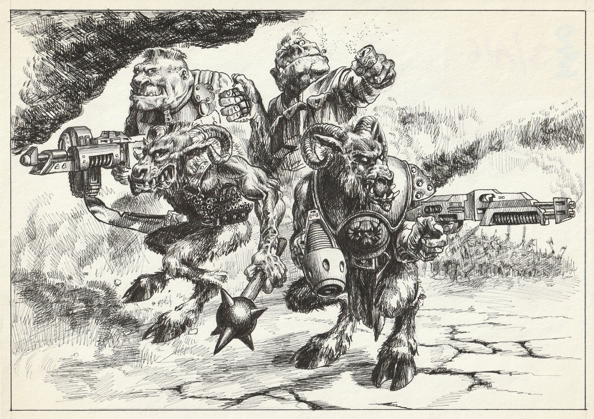 Imperial Beastmen and Ogyrens by Paul Bonner